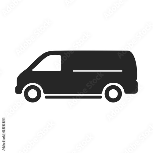 Online shopping delivery van icon black silhouette vector