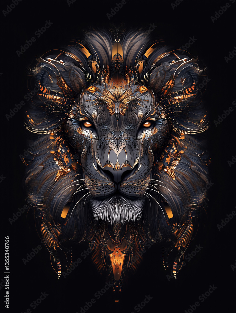 lion head on black