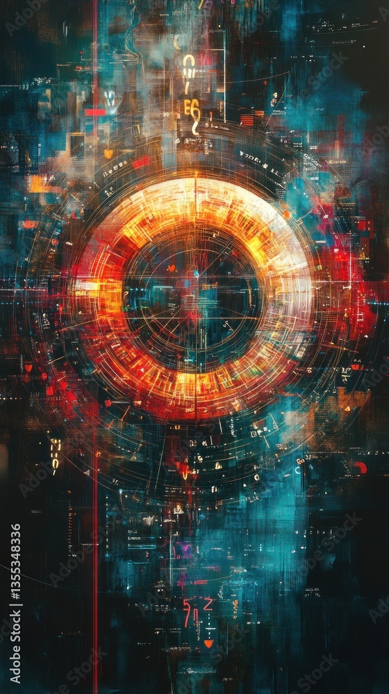 Abstract digital circle graphic, futuristic technology background Abstract digital circle graphic, futuristic technology background