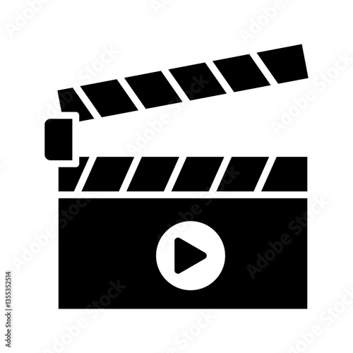 Set of film clapper vector icons. Movie or cinema clapperboard. Film production, on white background