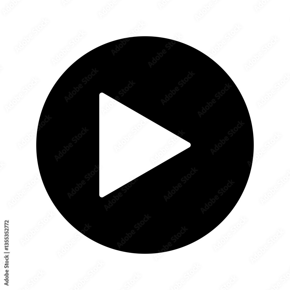 Play button icon. Black Play button icon on white background. Vector illustration Play button icon. Black Play button icon on white background. Vector illustration