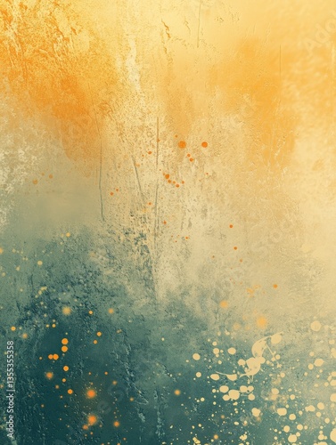 Textured abstract painting displaying color gradients and speckled paint details