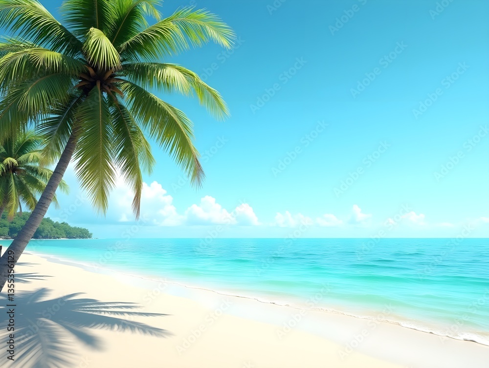 Beach and tropical sea with coconut palm tree for summer background AI Generated Beach and tropical sea with coconut palm tree for summer background AI Generated