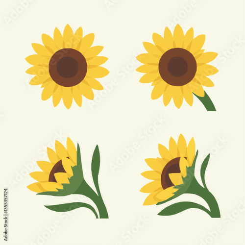 Sonnenblumen-Illustration: Set für Designprojekte

