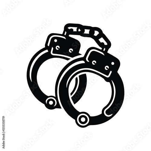 handcuffs icon, simple flat illustration, isolated on transparent