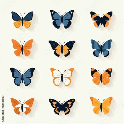 Schmetterlings-Set:  Farbige Illustrationen

