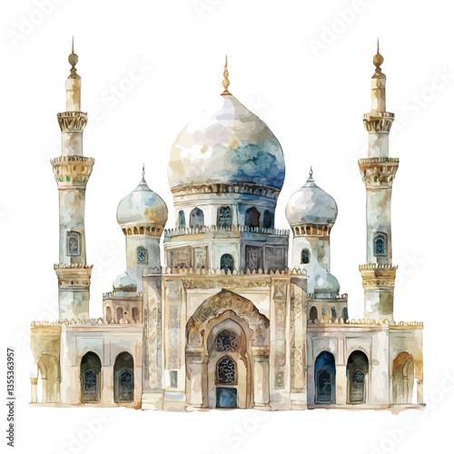 watercolor of Mamluk Sultanate, isolated on a white background.