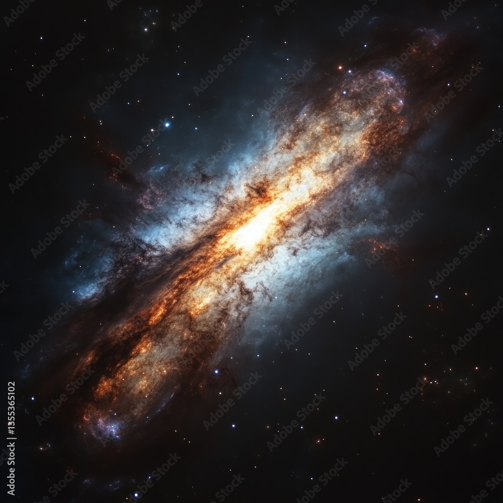 Fototapeta premium Cosmic nebula, interstellar dust cloud, deep space, star formation in background