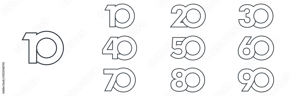 collection numbers Anniversary logo set icon vector design, black and white background collection numbers Anniversary logo set icon vector design, black and white background