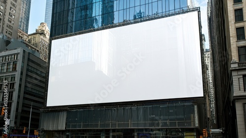 Blank Billboard in NYC Skyscraper Canyon Ad Space.