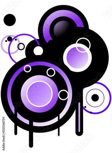 Design abstrait futuriste avec cercles et dégradés violets - Style Frutiger Aero et Metro