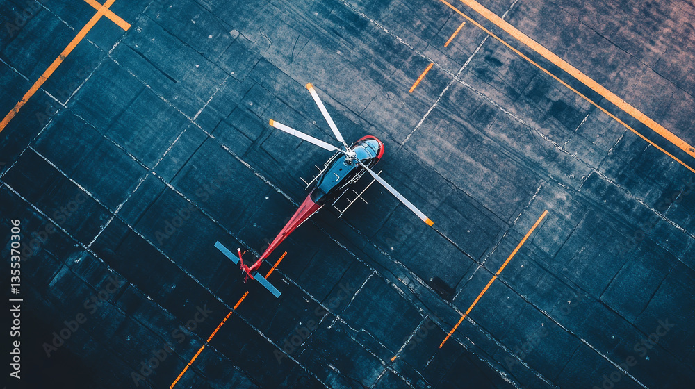 Helicopter pad landing ground landing area platform vector top view illustration