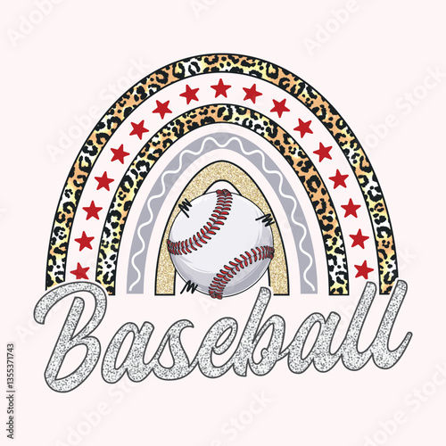 Rainbow Baseball Sublimation, Craft, vector t-shirt design