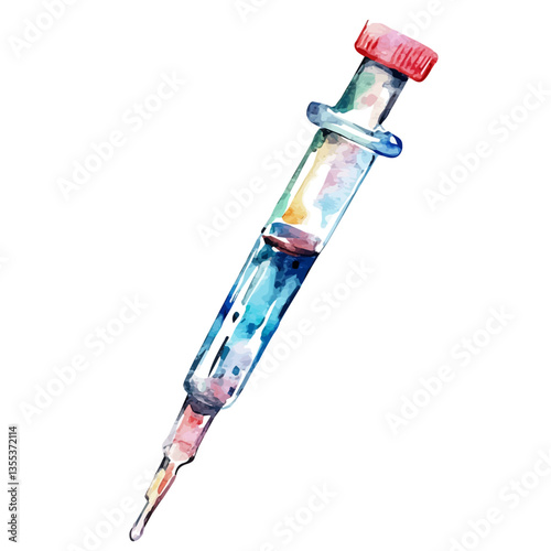 watercolor vector of Manual Pipette Filler, isolated on a white background.