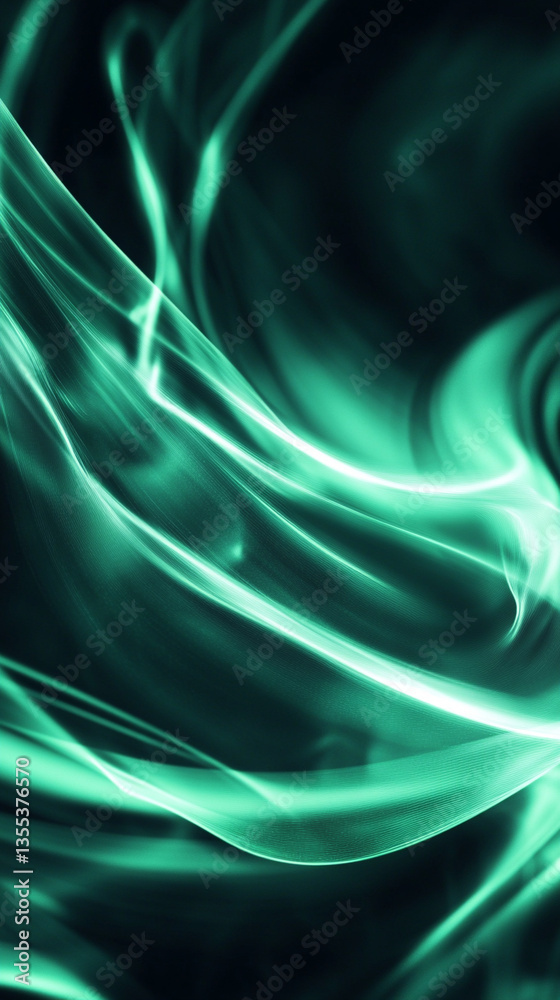 Fototapeta premium Abstract teal smoke waves on a dark background 