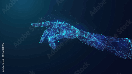 Futuristic Low Poly Polygonal Robot Hand Touch Interaction Technology Concept Vector Illustration
