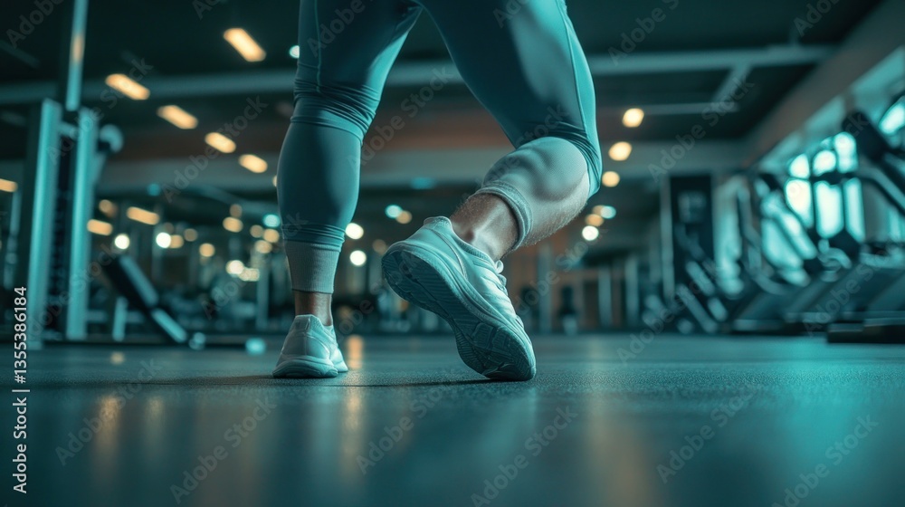Obraz premium Dynamic Fitness CloseUp of Feet in Motion at the Gym Highlighting Exercise and Health Goals