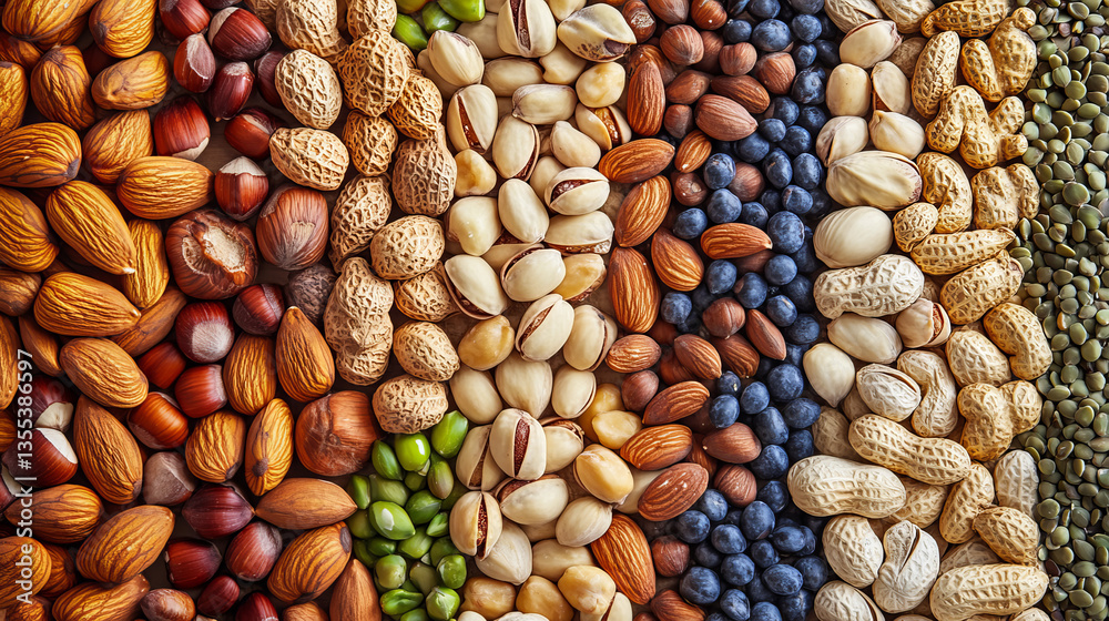 Nuts and seeds collection circle banner label vector illustration.Mixed labelled nuts. Different nut isolated and labels.