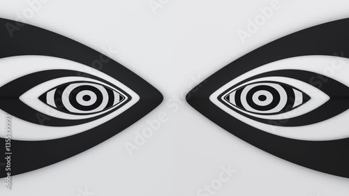 Black and white hypnotic eyes optical illusion loop animation