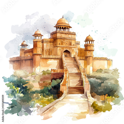 watercolor vector of Maurya Empire, isolated on a white background.