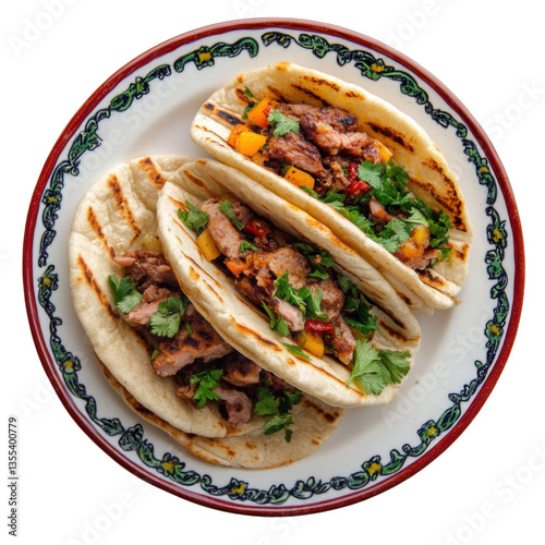 Grilled Arepas Stuffed with Shredded Meat and Veggies