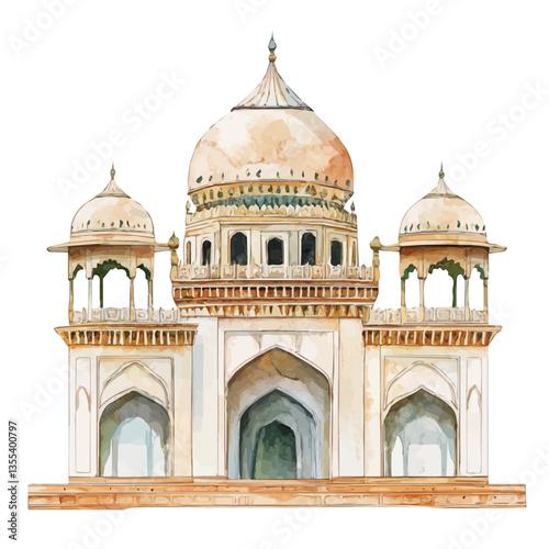 Maurya Empire, watercolor illustration, isolated on a white background.
