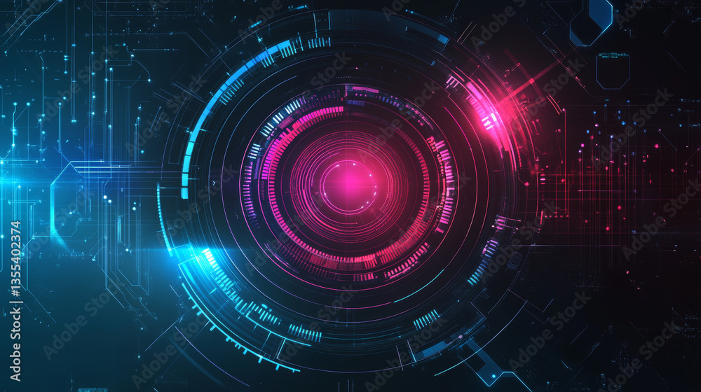 Fototapeta premium Futuristic circles set of banners vector illustration. Cyber monday background for online shopping advertisement. Sci fi technology. Buying things in Internet. Web design from future.