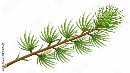Pine branch on a white background