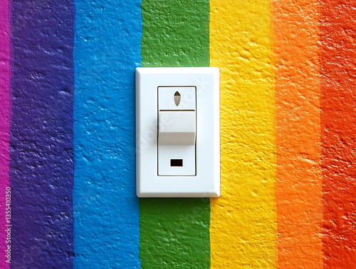 Rainbow wall light switch.