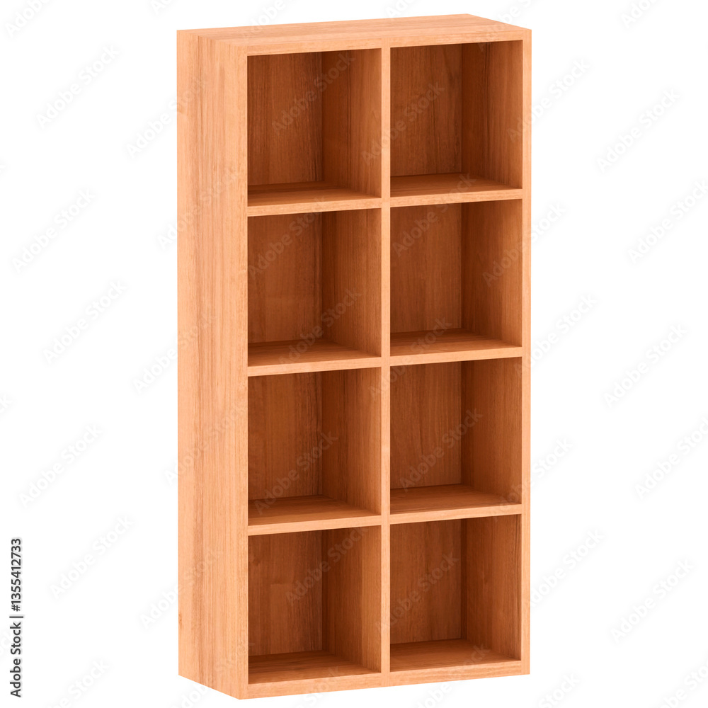 3d render wooden bookshelf with transparent background 3d render wooden bookshelf with transparent background