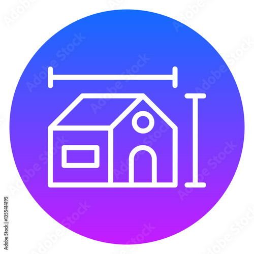 Bold Gradient House Measurements Line Art Icon