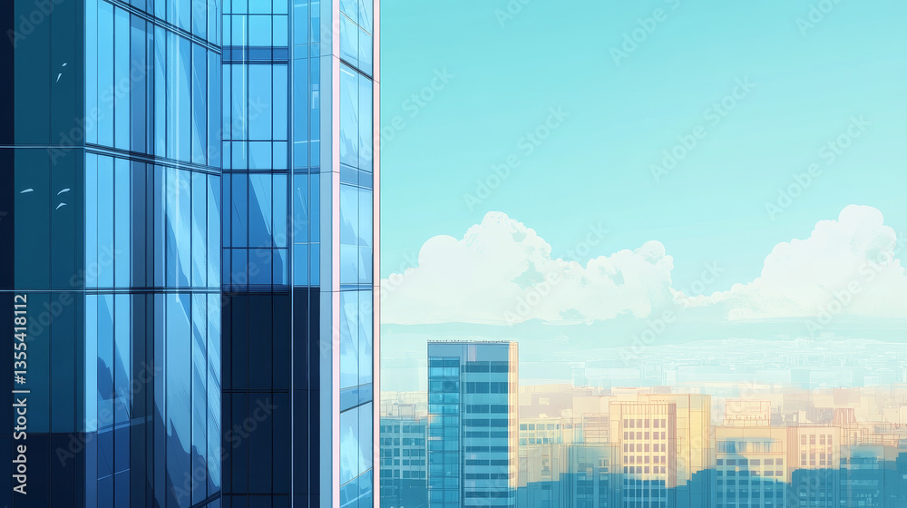 Isometric skyscraper building with modern architecture, blue windows and an annex. Cityscape, urban real estate and corporate building vector illustration. Isometric skyscraper building with modern architecture, blue windows and an annex. Cityscape, urban real estate and corporate building vector illustration.