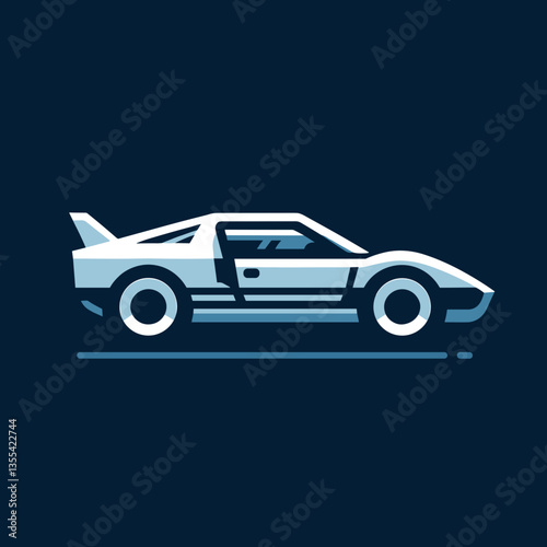 Stylized sports car illustration in a side view against a dark background