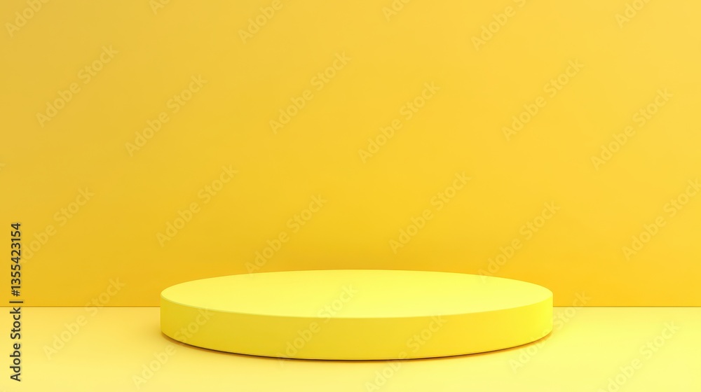Yellow Podium on Yellow Backdrop Minimalist 3D Render. Yellow Podium on Yellow Backdrop Minimalist 3D Render.