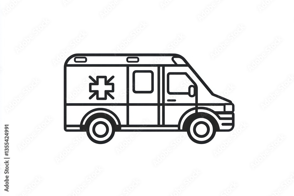 Fototapeta premium Ambulance Line Art Illustration for Medical Emergency and Healthcare Themes