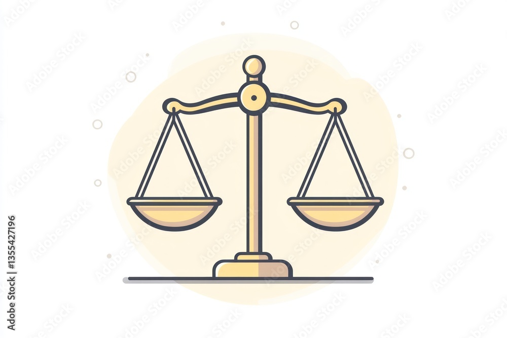 Justice Scale Illustration Symbol of Fairness Equality and Legal Balance for Law Ethics an