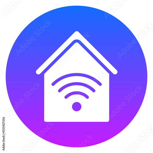 Bold Gradient Circle Home Wifi Glyph Icon