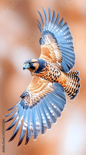 Falcon soaring, desert background, wildlife photography, nature image