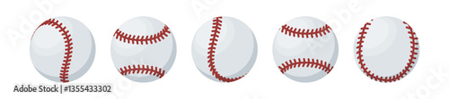 Set of Baseball ball. Sport ball baseball. Flat icon. Sport game equipment. Vector illustration