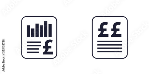 Financial statement or report icons with a pound