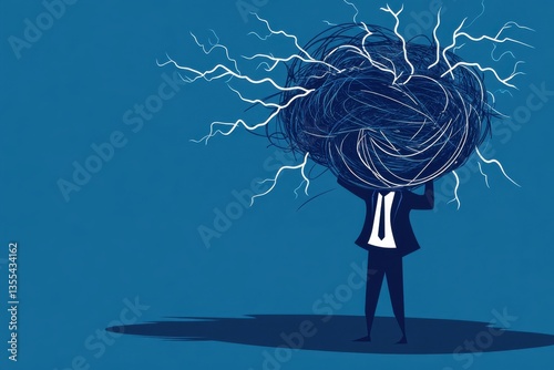 Overwhelmed Businessman Carrying a Mental Load