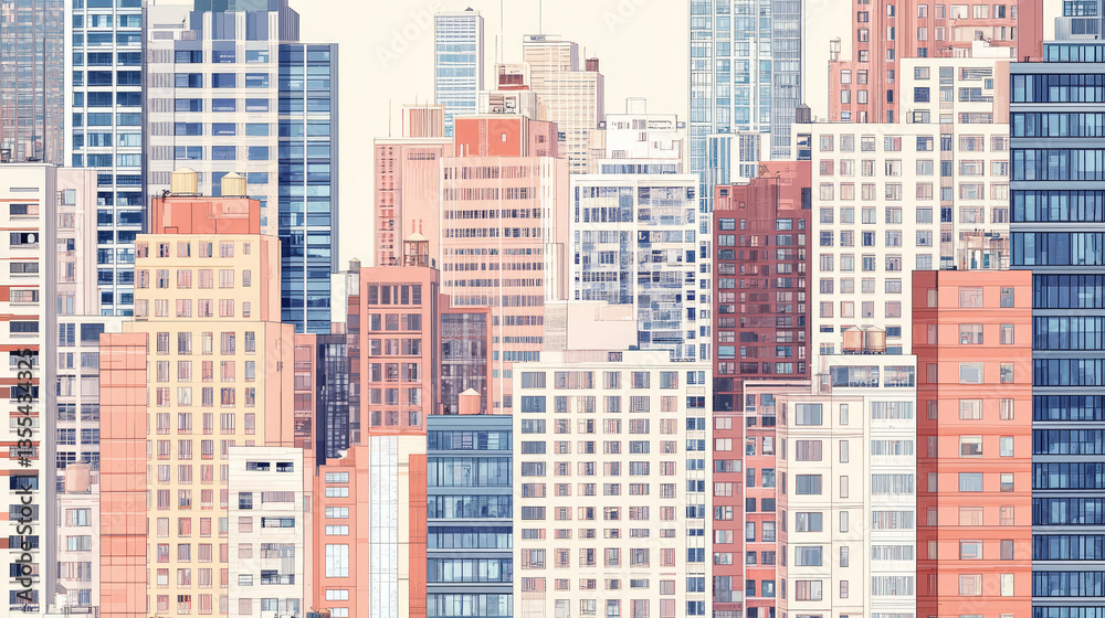 Obraz premium Skyscrapers buildings label tower office city architecture badge house business apartment vector illustration