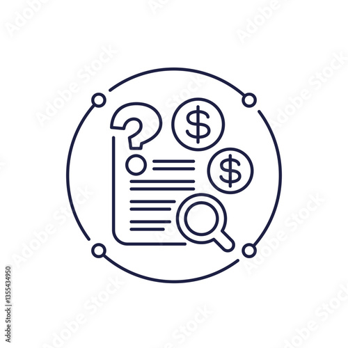 hidden costs line icon, find unknown expenses