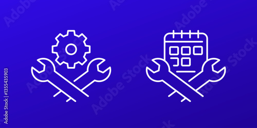 maintenance schedule icons with calendar, line design