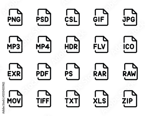 Outline icons set for Programming files