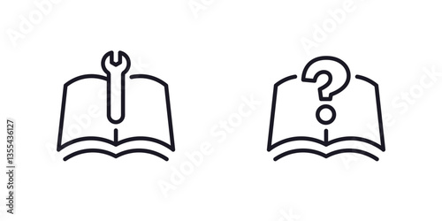 manual line icons, user guide on white