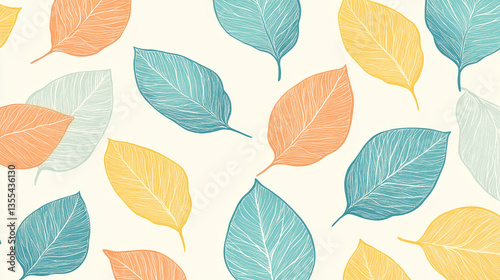 Seamless pattern with leaves hand drawn style vector illustration nature design floral summer plant textile.