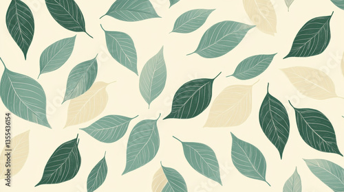 Seamless pattern with leaves hand drawn style vector illustration nature design floral summer plant textile.