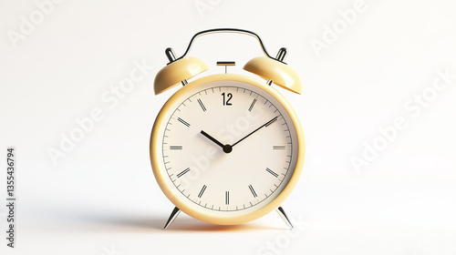 Alarm clock vector modern clockface clocked in time with hour or minute arrows 3d realistic illustration childish clocking object timer set isolated on white background