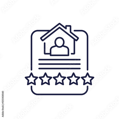 tenant satisfaction icon, house rating line vector